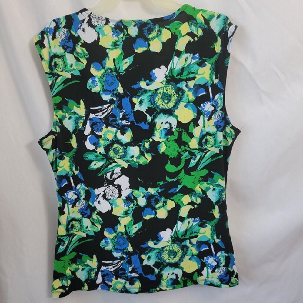 Style & Co Tank Floral Dressy Ruched Ruffled XL Colorful Classic lined stretch - Picture 7 of 10